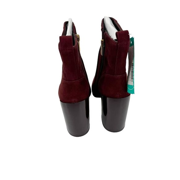 VINCE CAMUTO Enverna Almond-Toe Block Heeled Burgundy Suede Boots size 7.5 NWIB - Picture 9 of 14